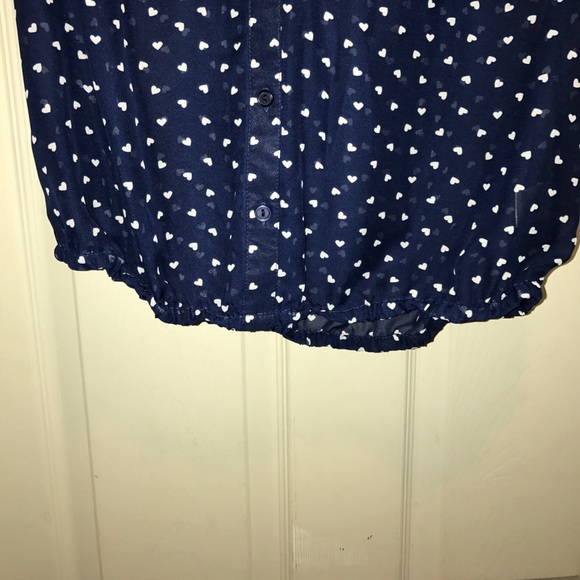 Navy button up sheer blouse - Picture 5 of 5