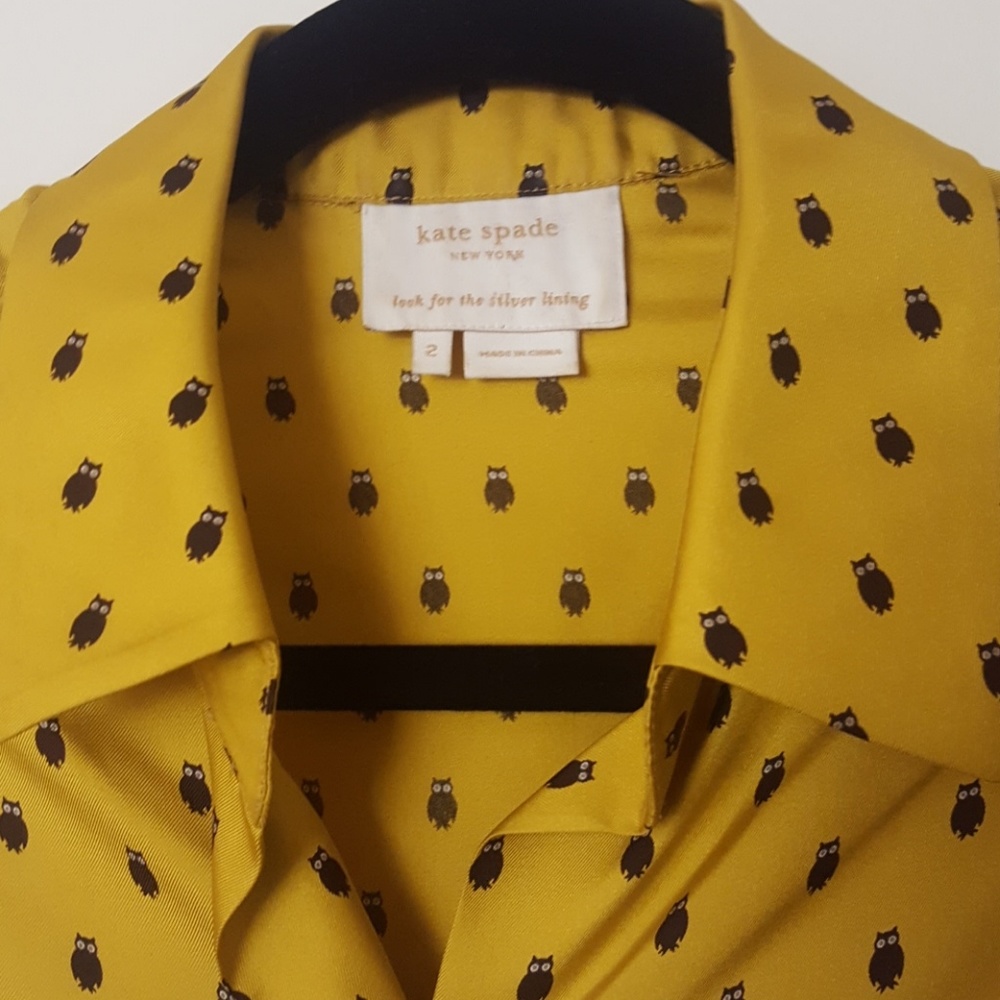 (SOLD) Kate Spade Yellow Owl Dress - Picture 4 of 5