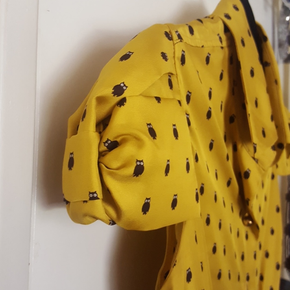 (SOLD) Kate Spade Yellow Owl Dress - Picture 5 of 5