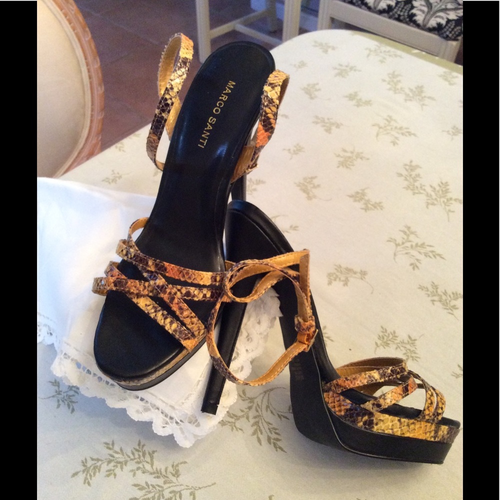 Snake skin platform sandals