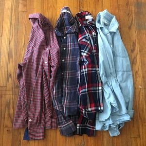 Like New Red Blue Plaid Tartan Button Down Shirt M