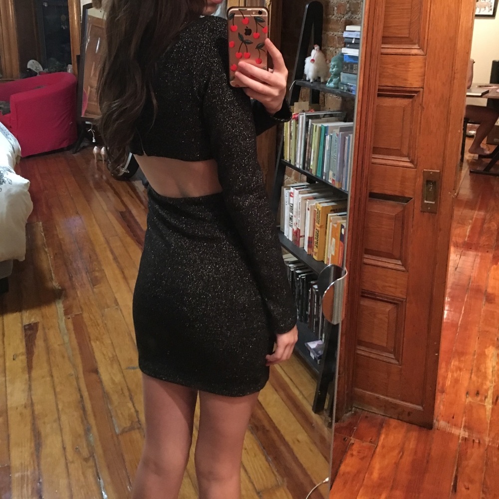 Zara Backless Cutout Glitter Dress Size M