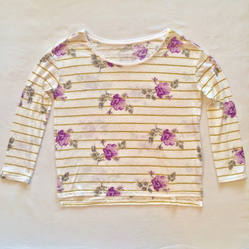 American Eagle Floral Stripe Favorite Tee