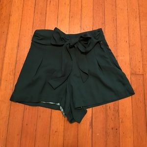 Emerald High Waisted Green Shorts with Bow