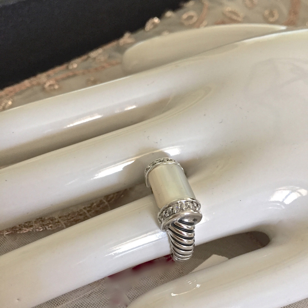 Cable Ring With Bone and CZ's