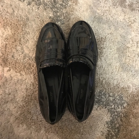 Zara | Shoes | Zara Black Oxford Loafers Fringe Size 39 | Poshmark