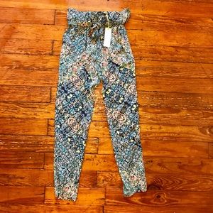 BCBG Generation tie waist woven floral pant