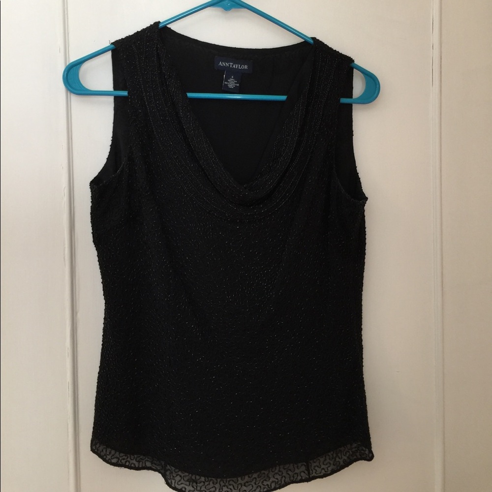 Ann Taylor beaded holiday silk tank size 4