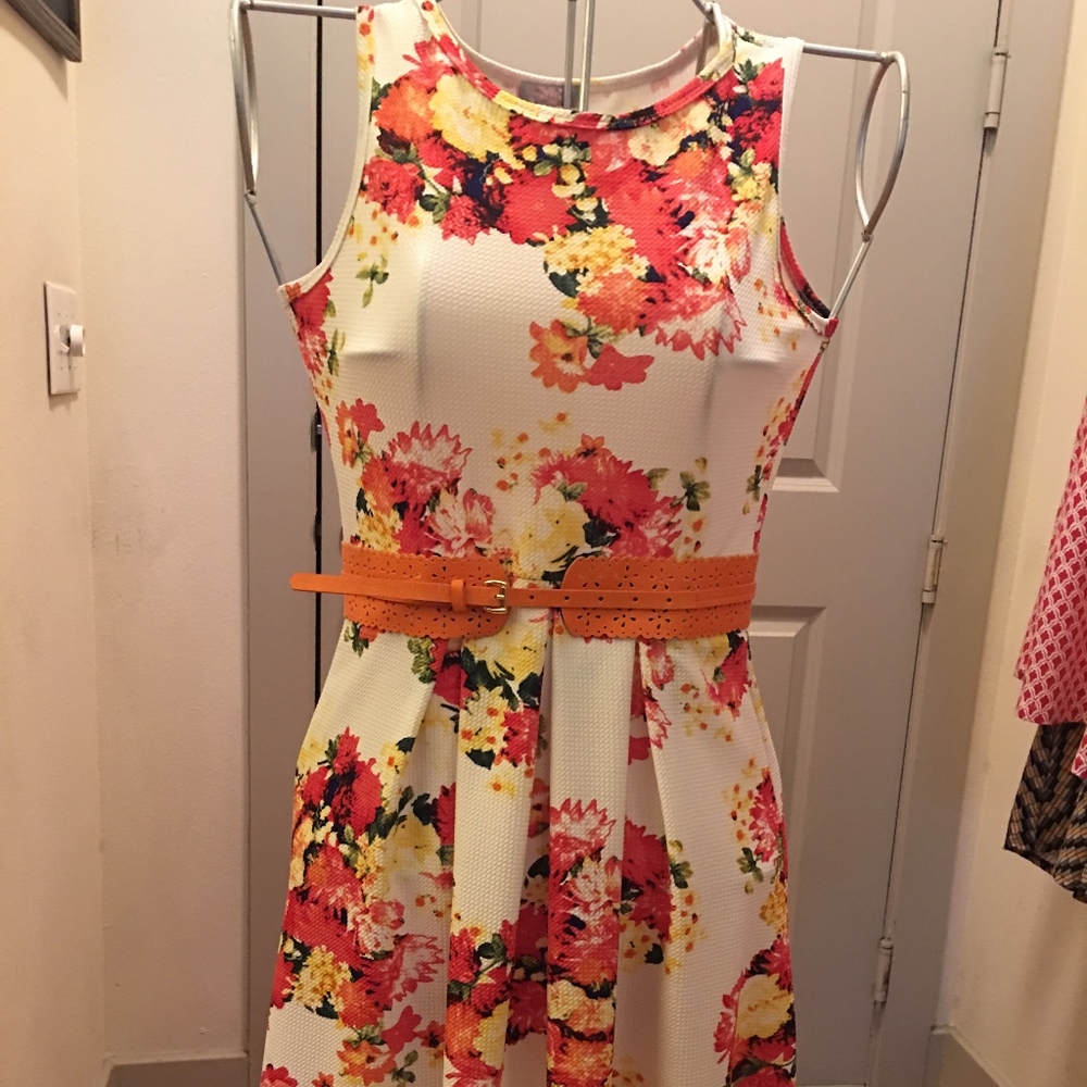 Ivory + Floral Pique Dress