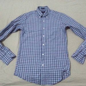 Mens J.Crew Plaid Dress Shirt XS Blue Cotton Long