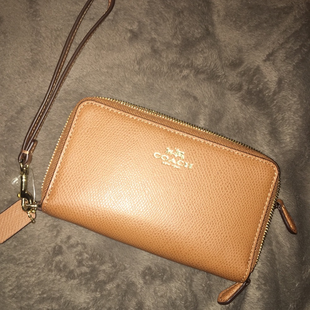Tan Coach Wallet Wristlet