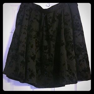 ^Black floral velvet skater skirt