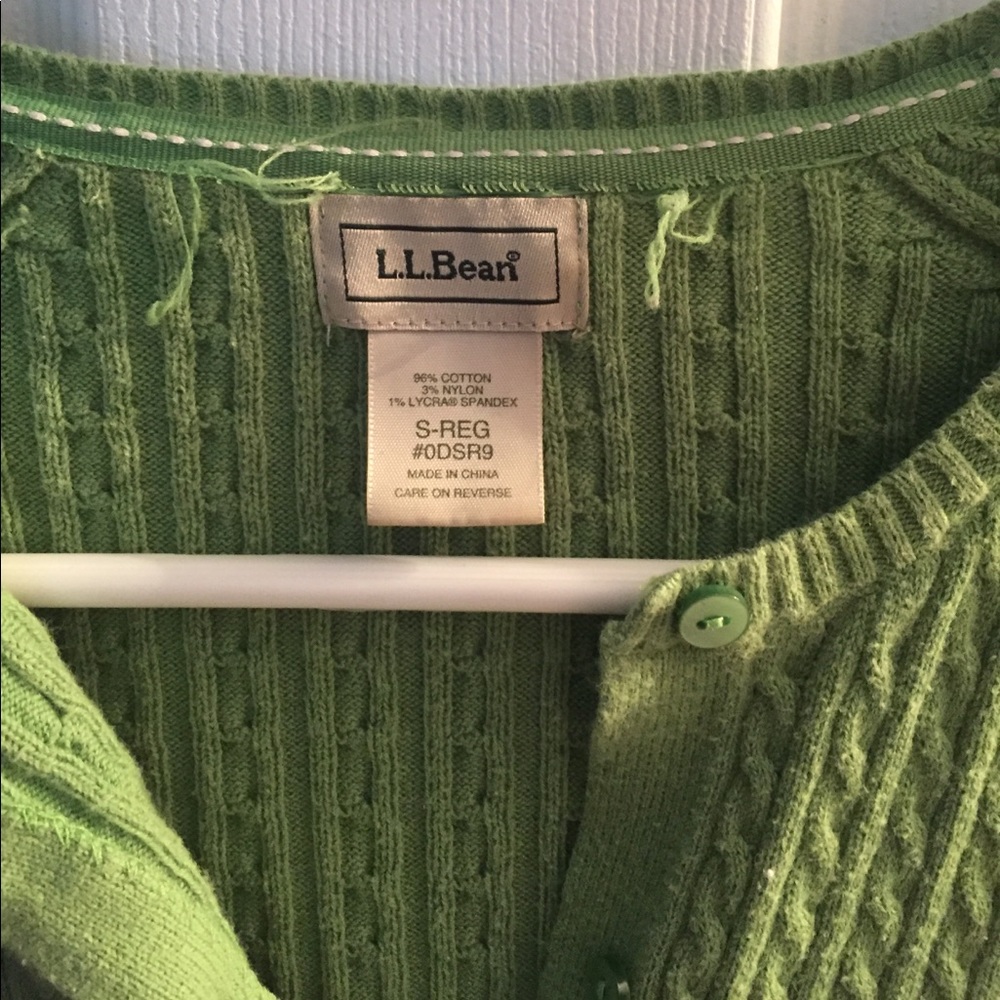LL BEAN Apple green cardigan - Picture 2 of 2