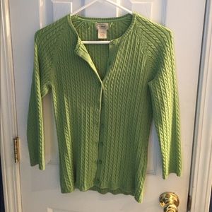 LL BEAN Apple green cardigan