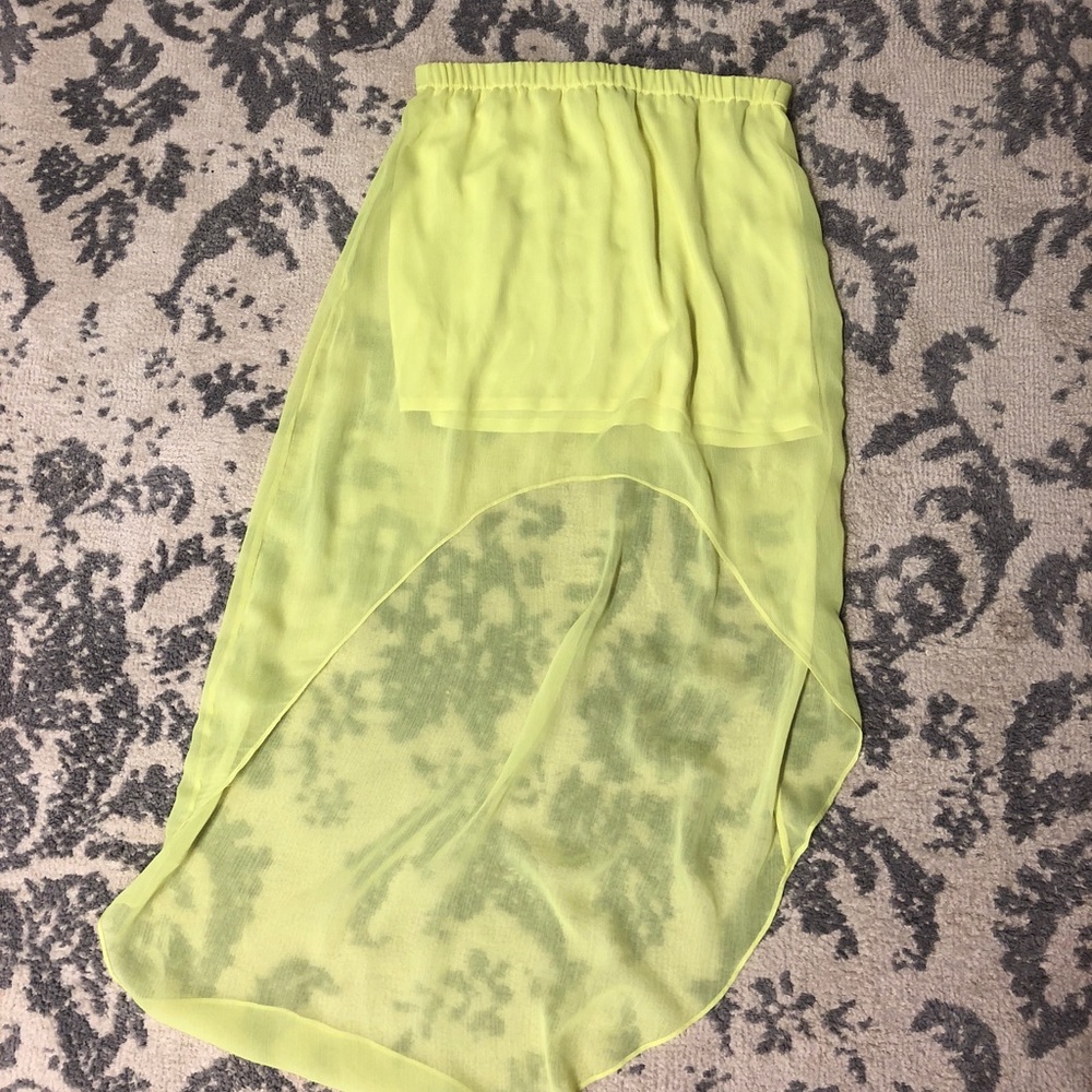 Express Neon Yellow High Low Skirt