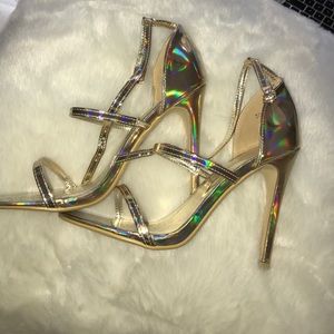 Gold strappy heels