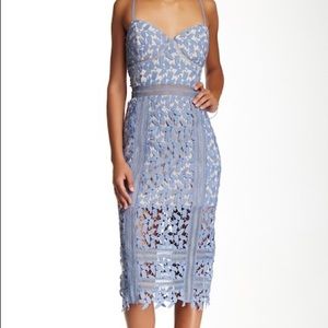 Blue Lace Overlay Midi Dress • Medium