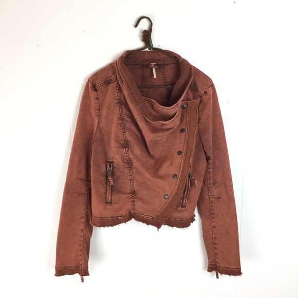 Free People Jackets & Blazers - Free People Rust Orange Collapsing Twill Jacket