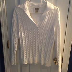 Polo split neck cable sweater