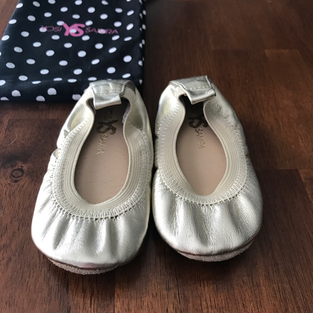 Yosi Samra Toddler Gold Metallic Ballet Flats