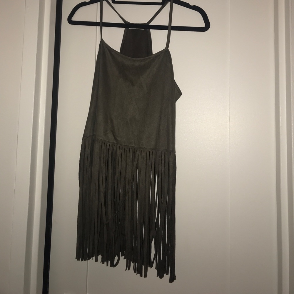 Green/brown Fringe Top size M - nwot !!