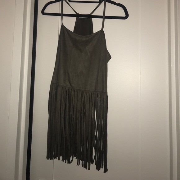 Green/brown Fringe Top size M - nwot !! - Picture 1 of 2