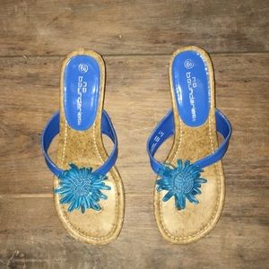 Blue Short Heels with Flower