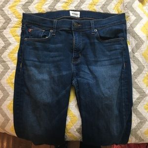 Hudson Skinny Stretch Jeans with raw hem