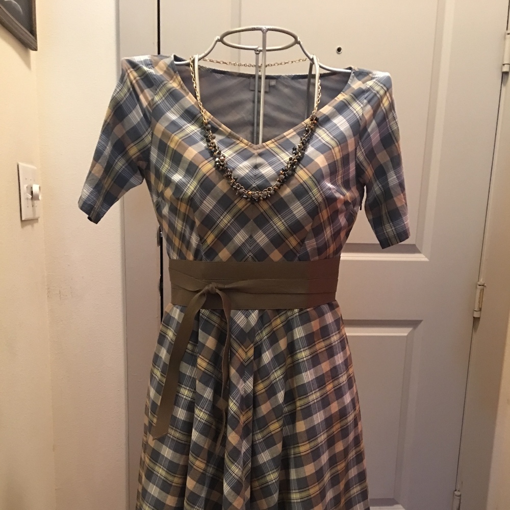 Cotton plaid retro-style dress