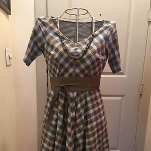 Cotton plaid retro-style dress