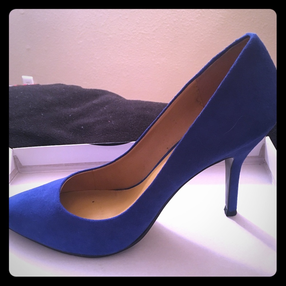 Blue suede heels