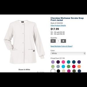 XS WHITE COAT CHEROKEE WORK WEAR
