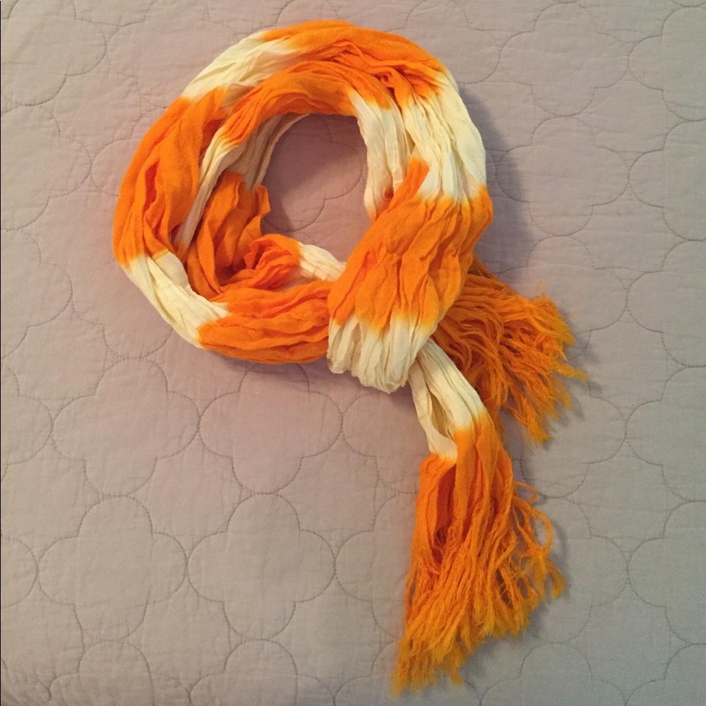 Orange and White Striped Scarf