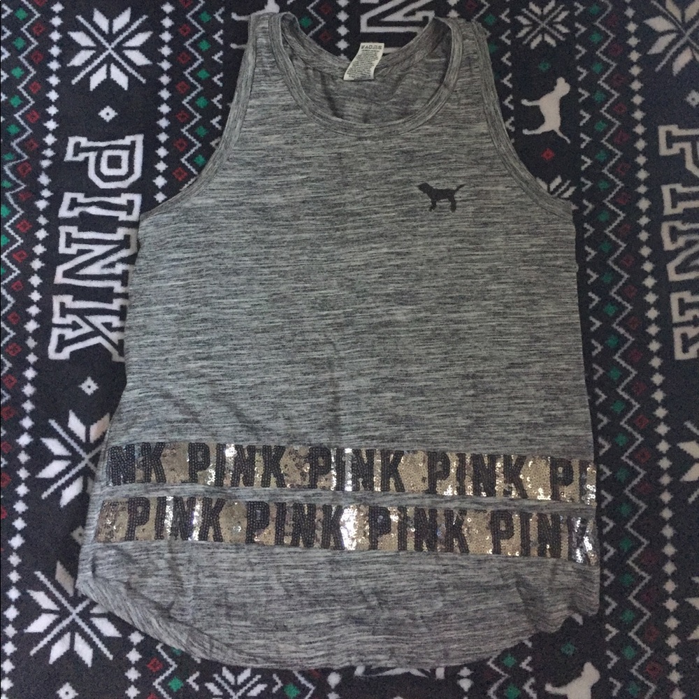Pink sequin tank
