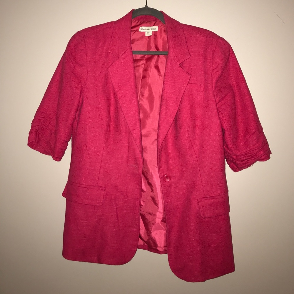 3/4 sleeve cold water creek hot pink blazer