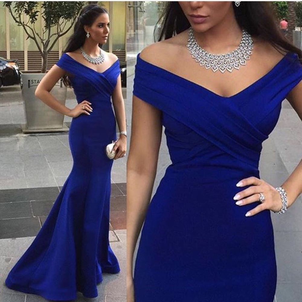royal blue classic wedding dress