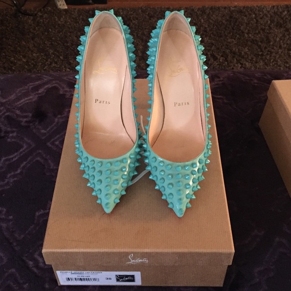 Louboutin Aquamarine Spike heels. Size 38. - Picture 2 of 8
