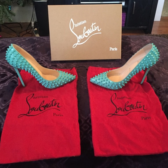 Louboutin Aquamarine Spike heels. Size 38. - Picture 3 of 8