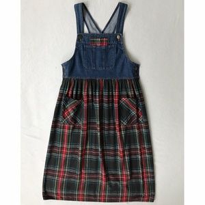 Vintage Overall Maxi Denim/Flannel Dress sz S Vintage Overall Maxi Denim/Flannel Dress sz S