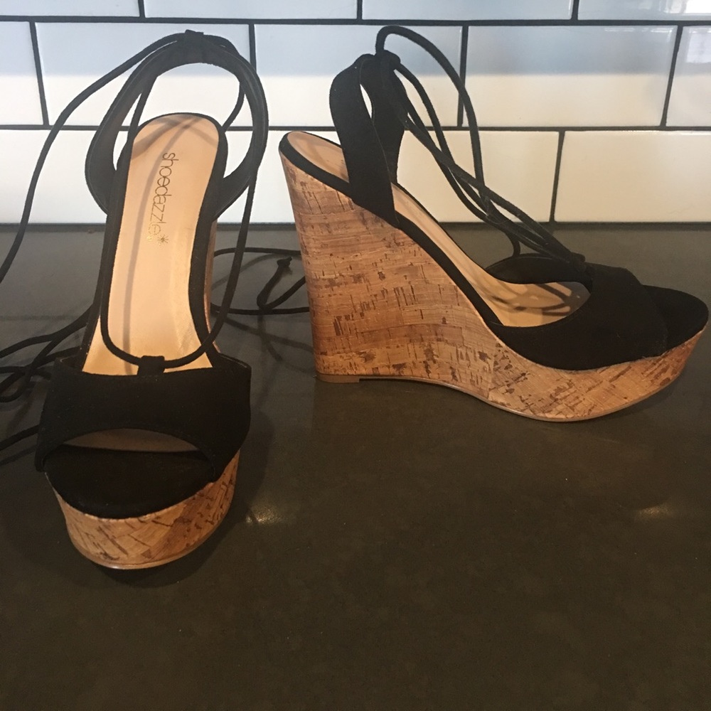 Shoedazzle Lace up wedges