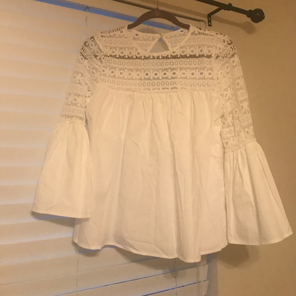 Cute white top with bell sleeves