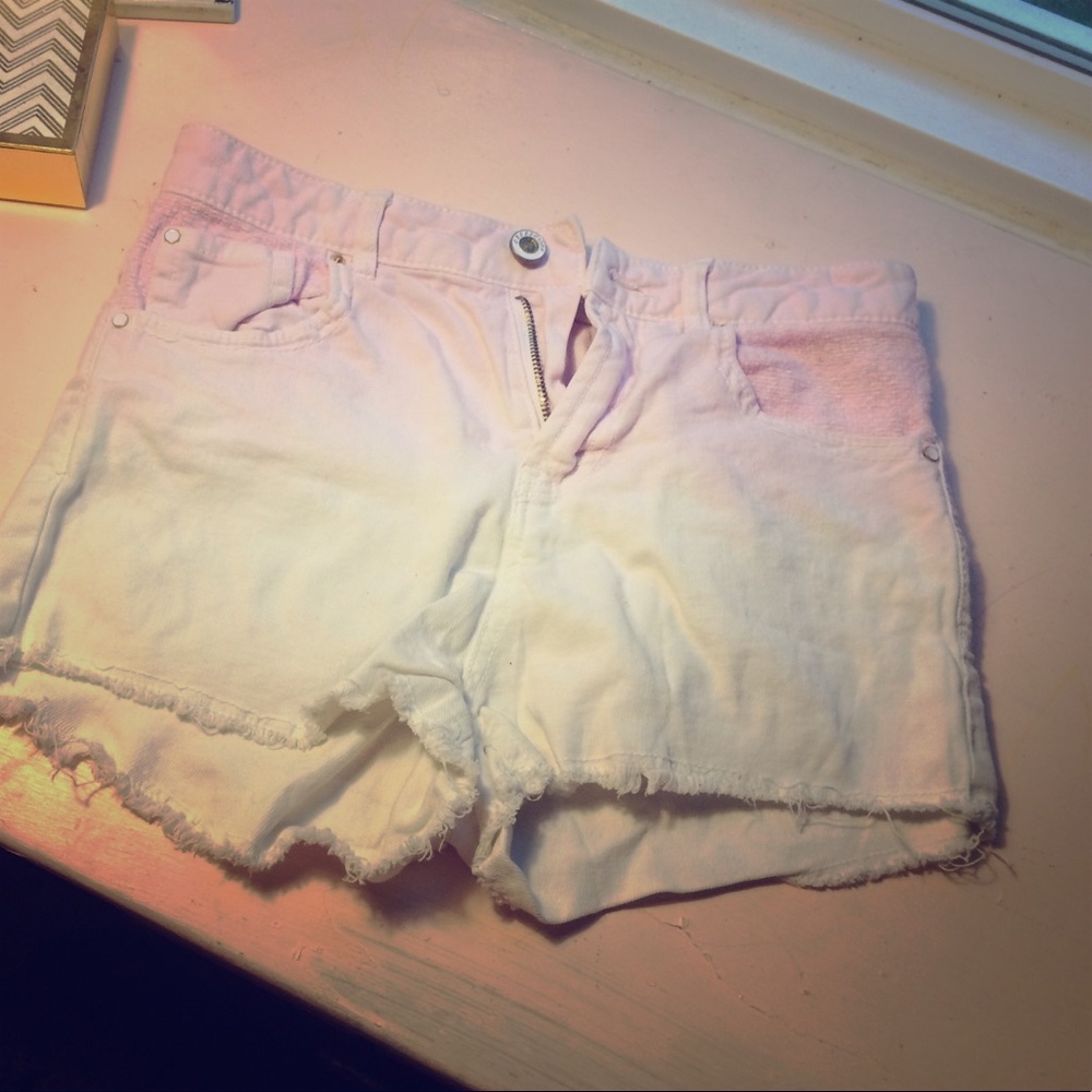 Distressed denim shorts