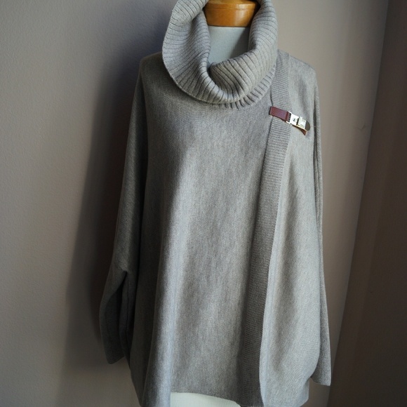 Calvin Klein Sweater Cape with Buckle - Picture 2 of 5