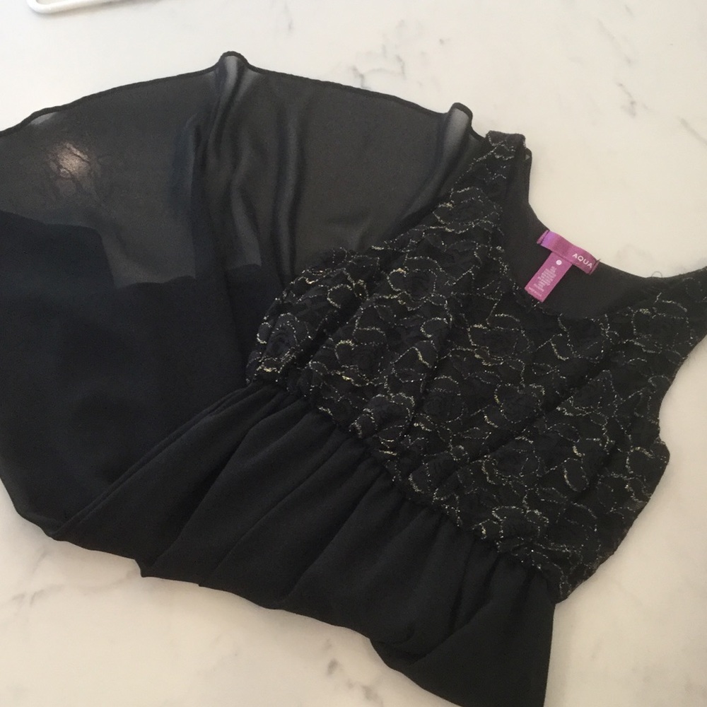 🎏 Aqua (Bloomingdales) girls high low black dress