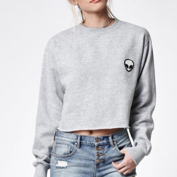 Brandy Melville Tops - Brandy Melville Alien Patch Sweatshirt