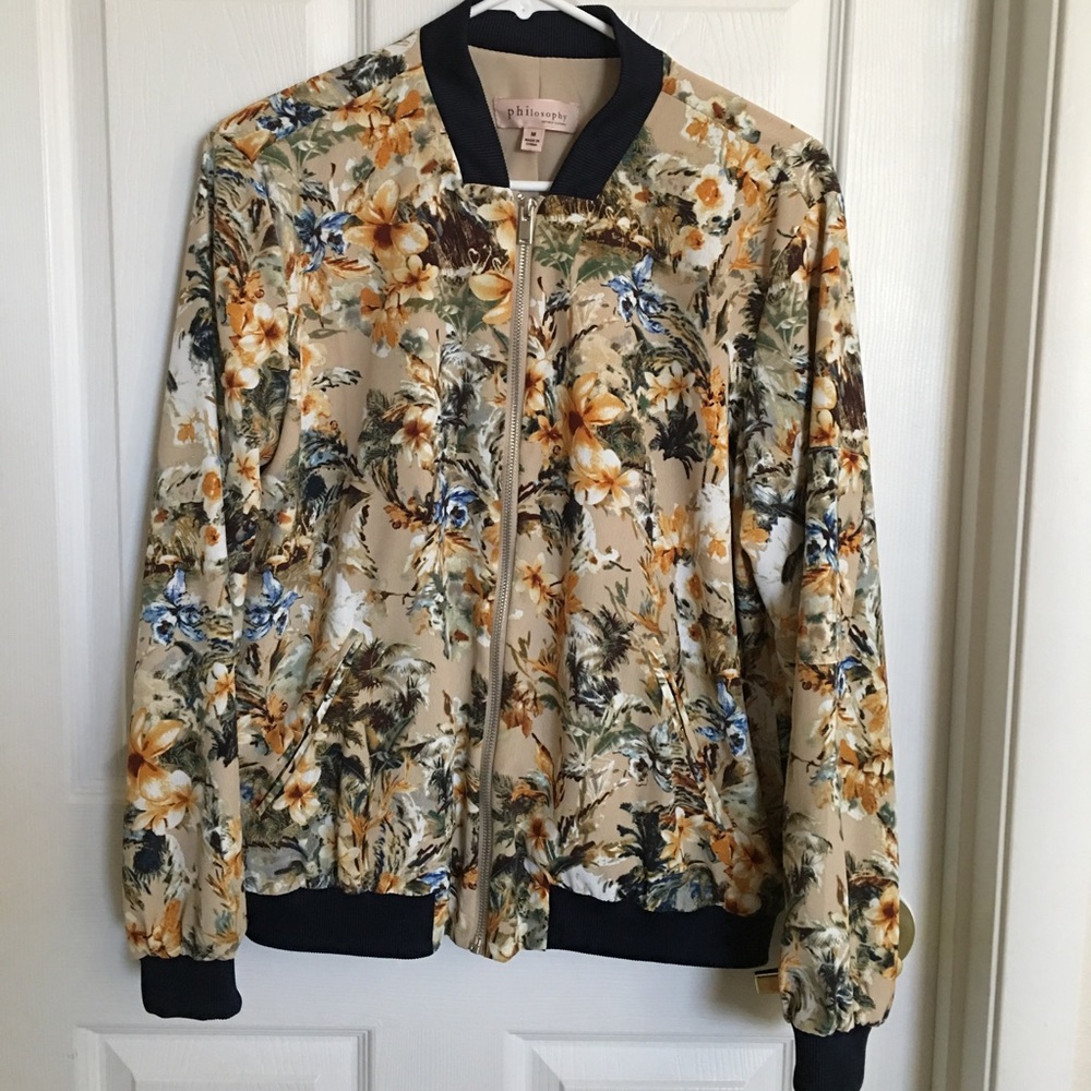 Floral-jacquard bomber jacket