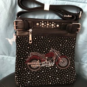 Rhinestone Crossbody Motorcycle Design Purse