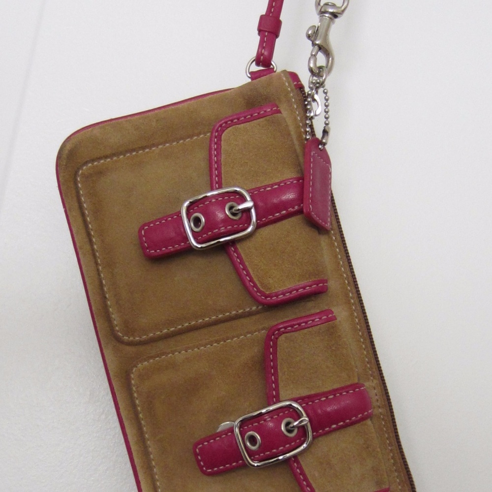 Coach Wristlet Suede Pink/tan