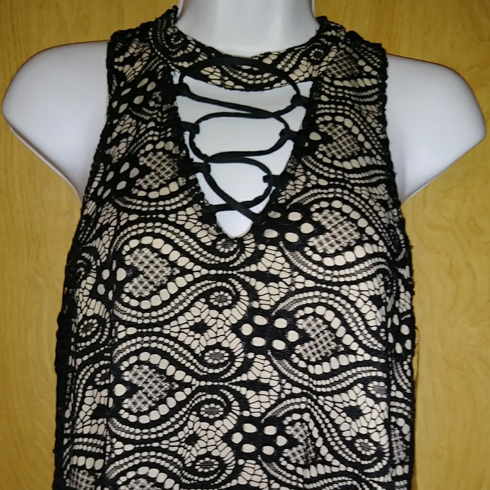 Black crochet sleeveless blouse