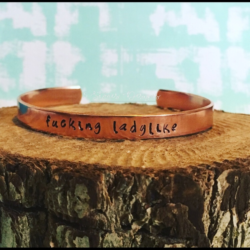 🆕 Fucking Ladylike Handstamped Stainless Cuff Bracelet - Picture 1 of 4